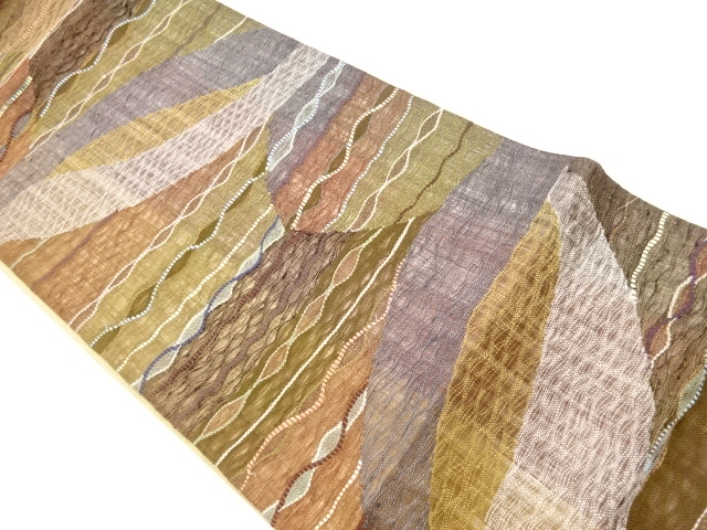 変わり織変わり横段模様織出し袋帯